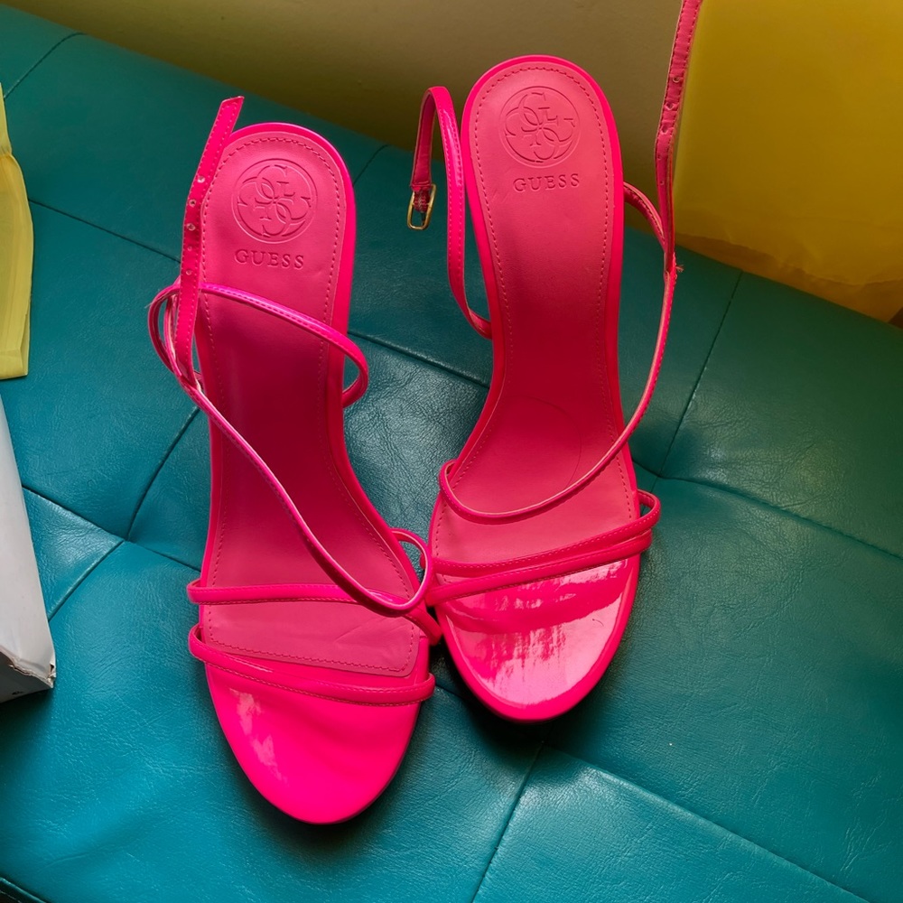 Guess neon pink sandal heels